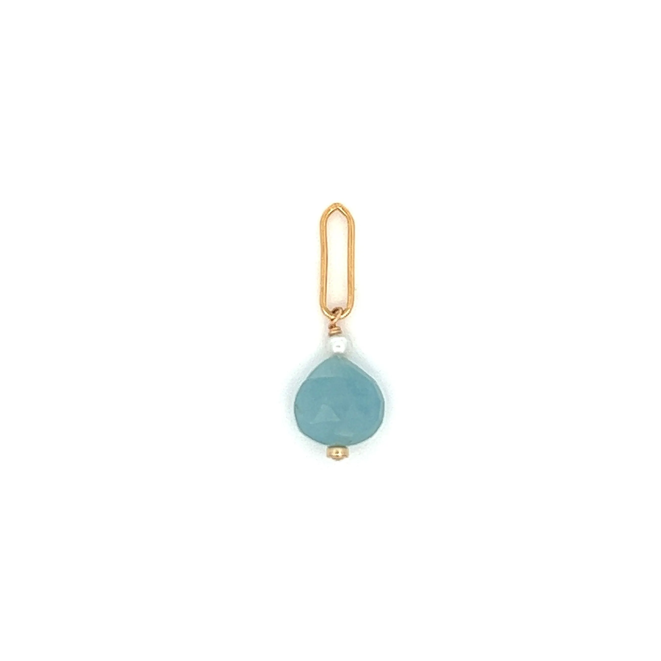 aquamarine gum drop & pearl pendant necklace