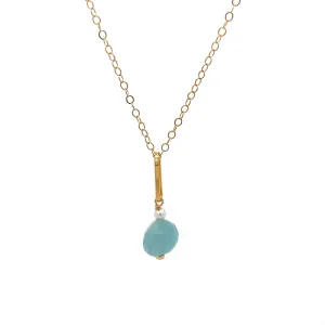 aquamarine gum drop & pearl pendant necklace
