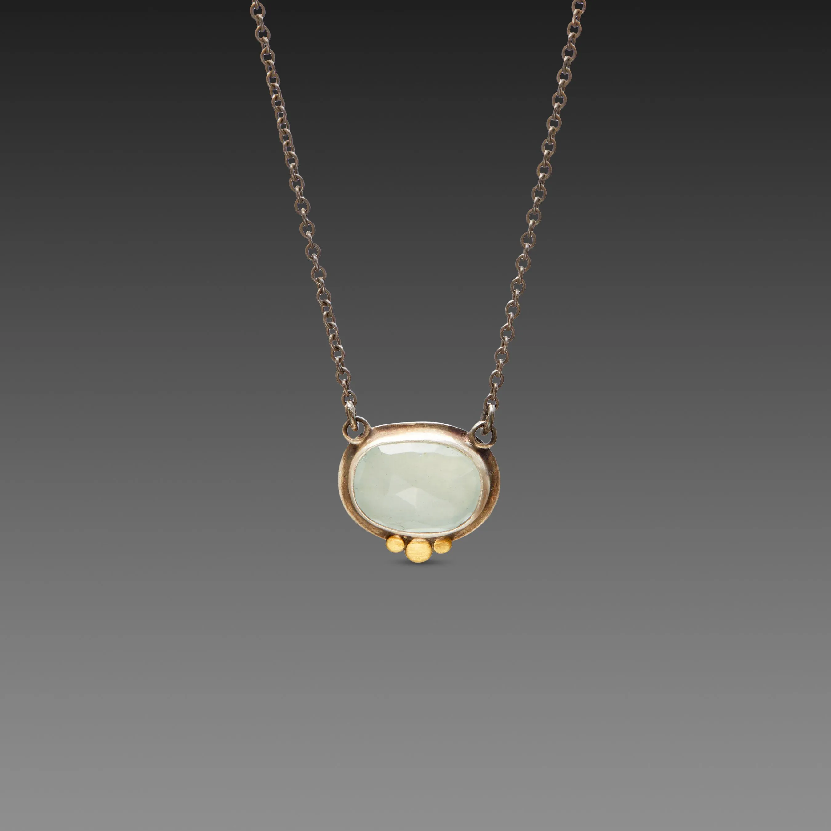 Aquamarine Necklace with Gold Trio