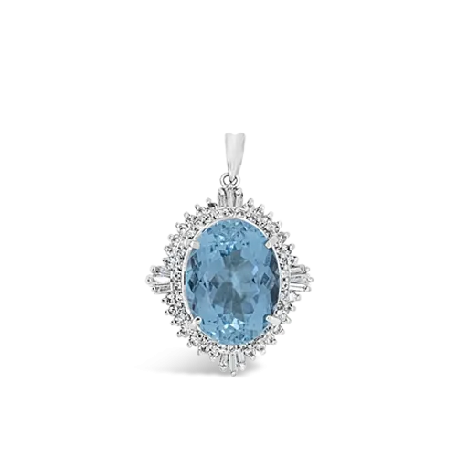 Aqumarine & Diamond Pendant
