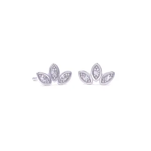 Ashley Gold Sterling Silver Triple Leaf CZ Stud Earrings