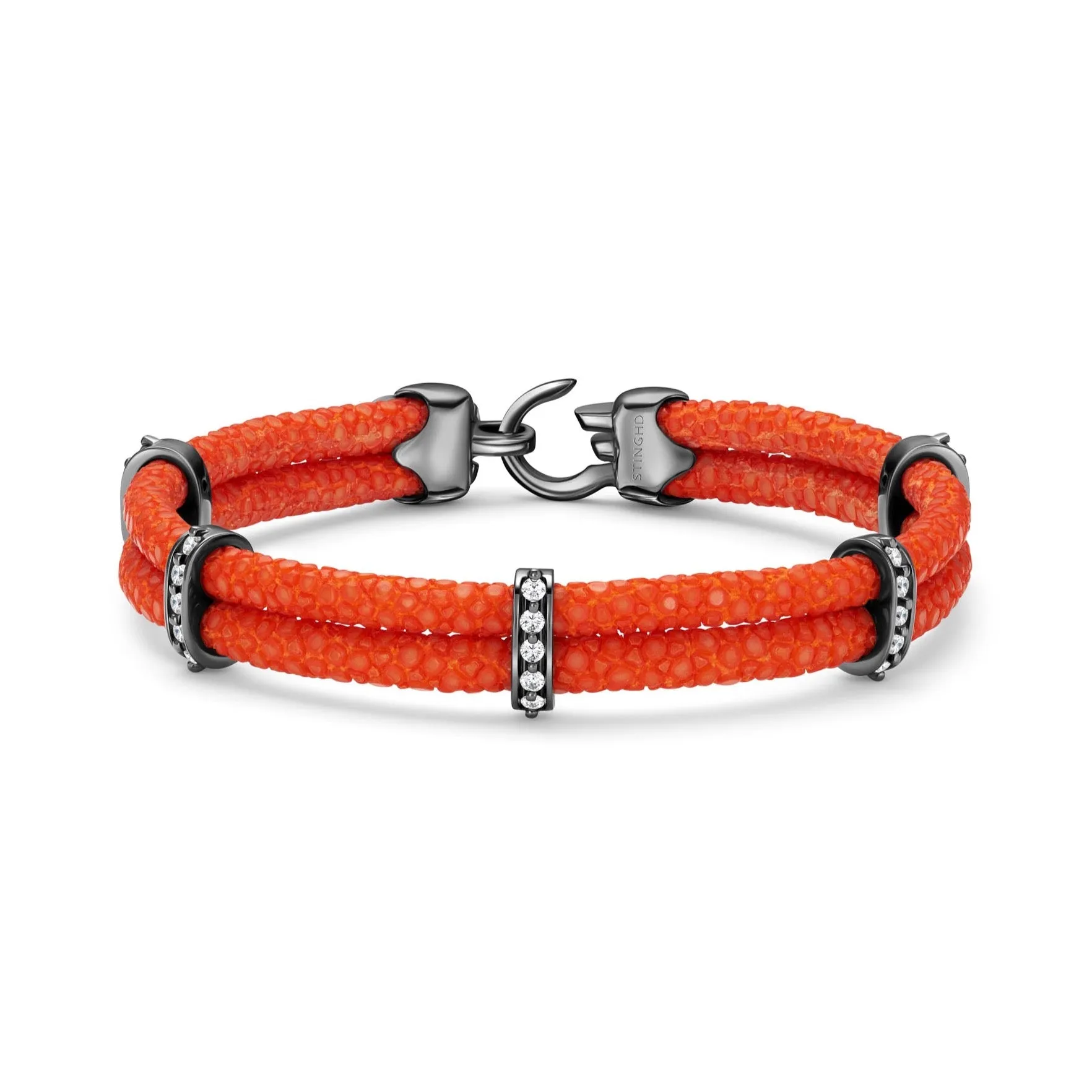 B452 Orange Stingray with Black Platinum and Diamonds