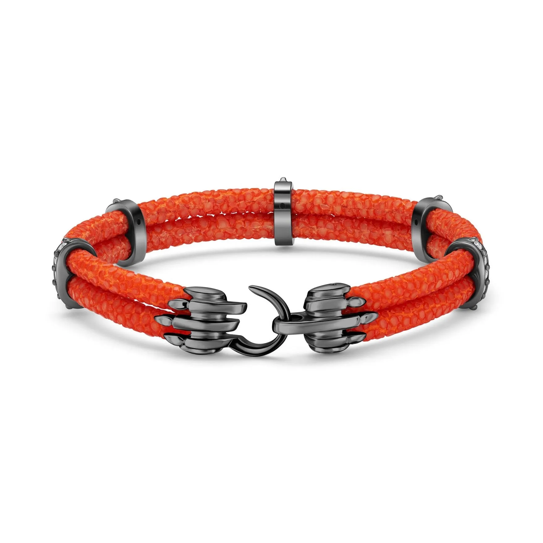B452 Orange Stingray with Black Platinum and Diamonds