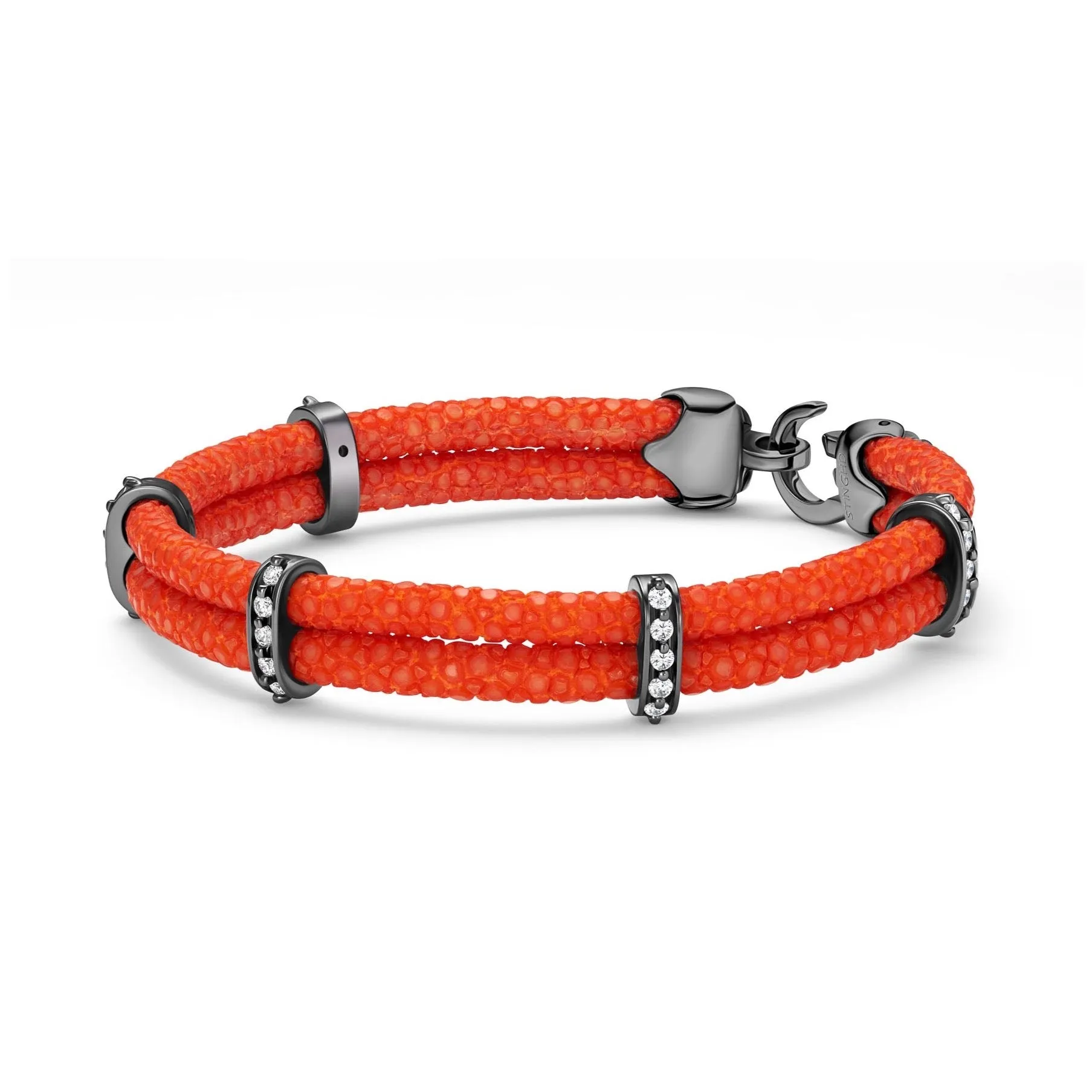 B452 Orange Stingray with Black Platinum and Diamonds