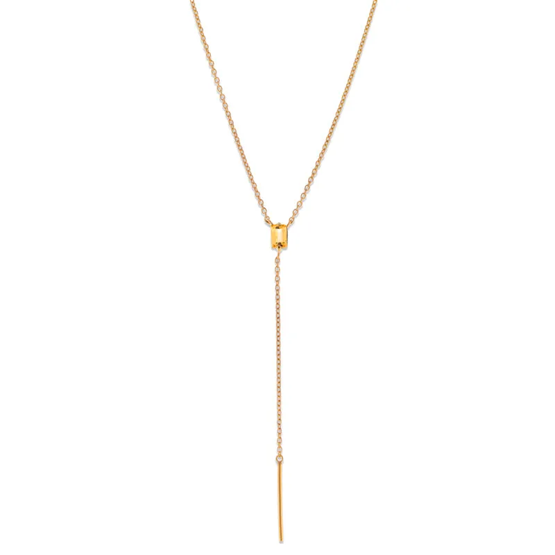Baguette Lariat, Citrine, Gold