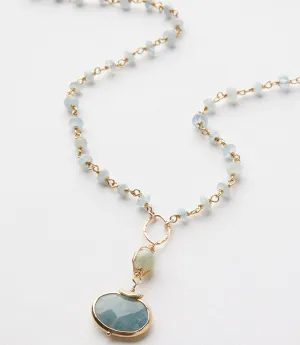 Beaded Aquamarine Pendant Necklace