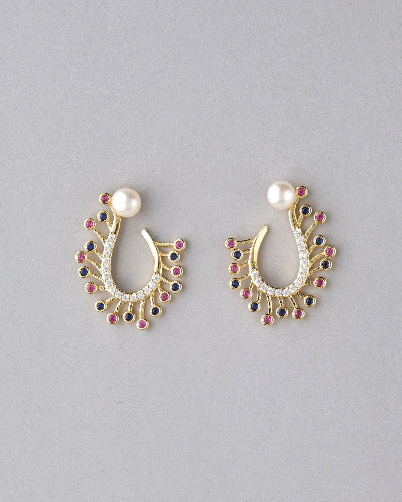 Beautiful Pearl & Stone Stud Earring