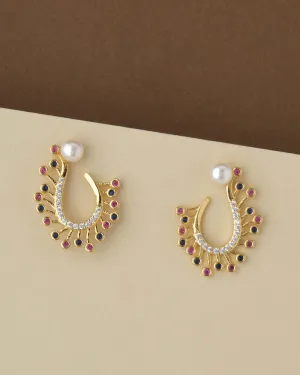 Beautiful Pearl & Stone Stud Earring