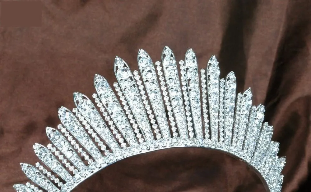 Beauty Pageant Tiara Crown Clear Crystals  Hair Accessory