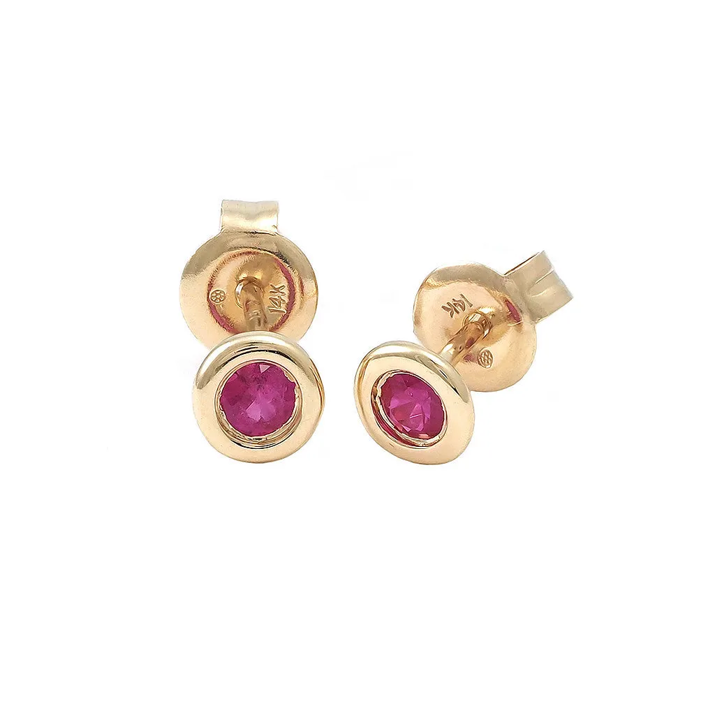 Birthstone Stud Earrings - Yellow Gold