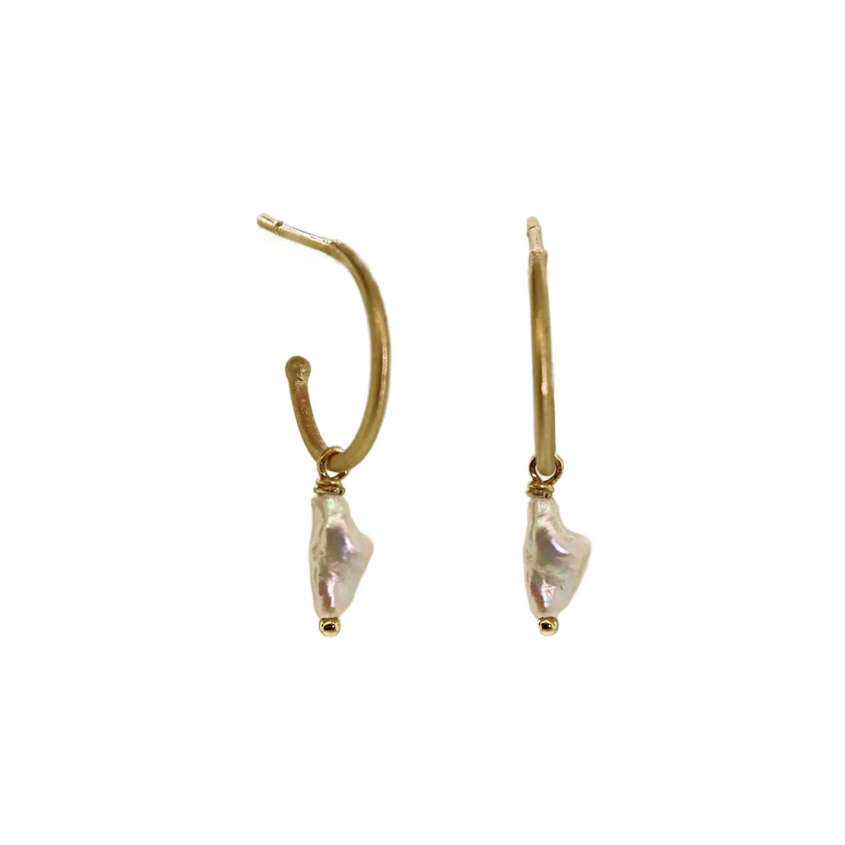 Biwa Pearl Dangle Hoops