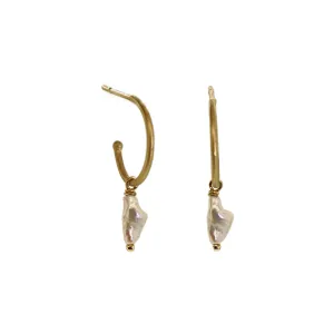 Biwa Pearl Dangle Hoops