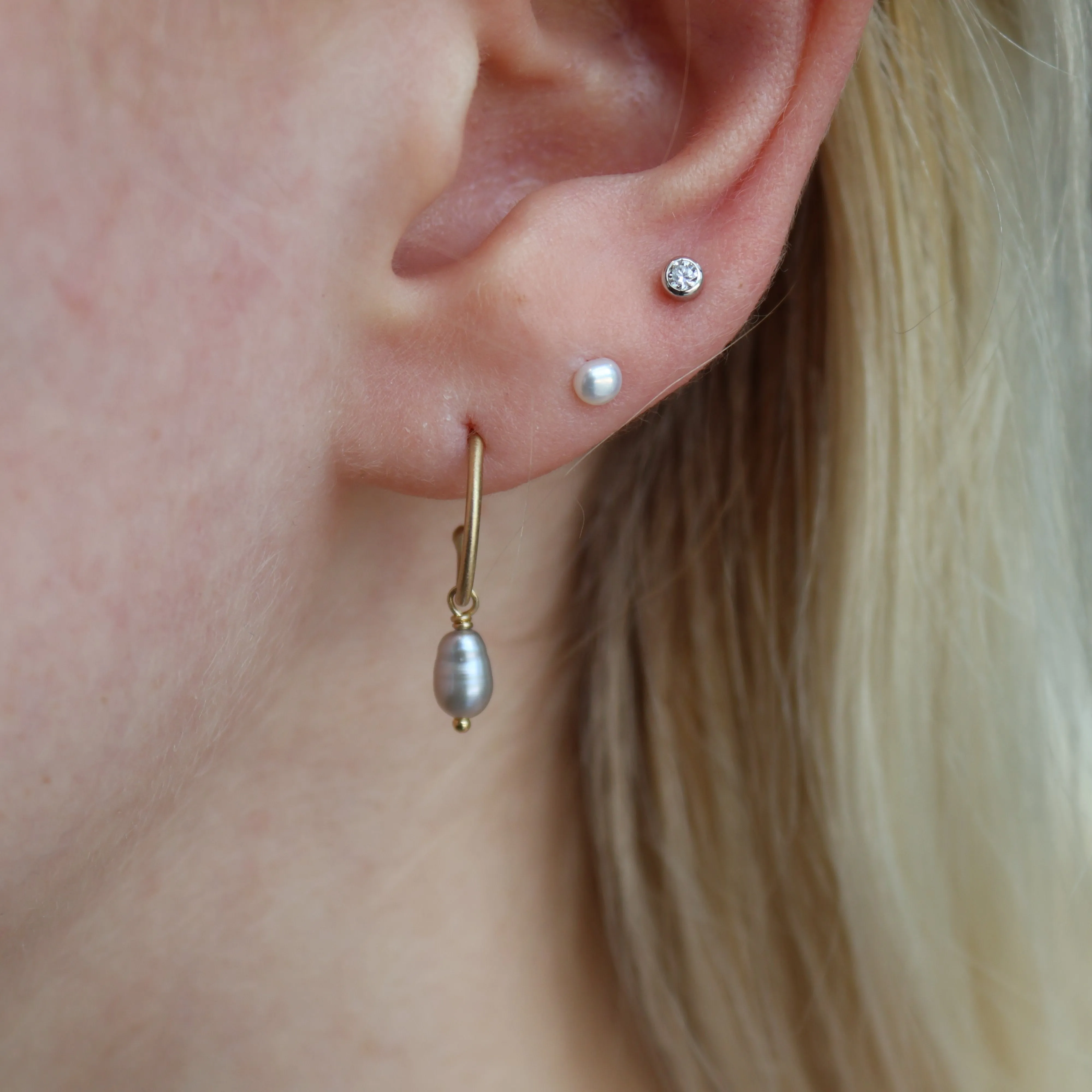 Biwa Pearl Dangle Hoops