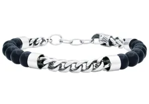 Blackjack Men's Bracelet Beaded Onyx & SS BJB220NX
