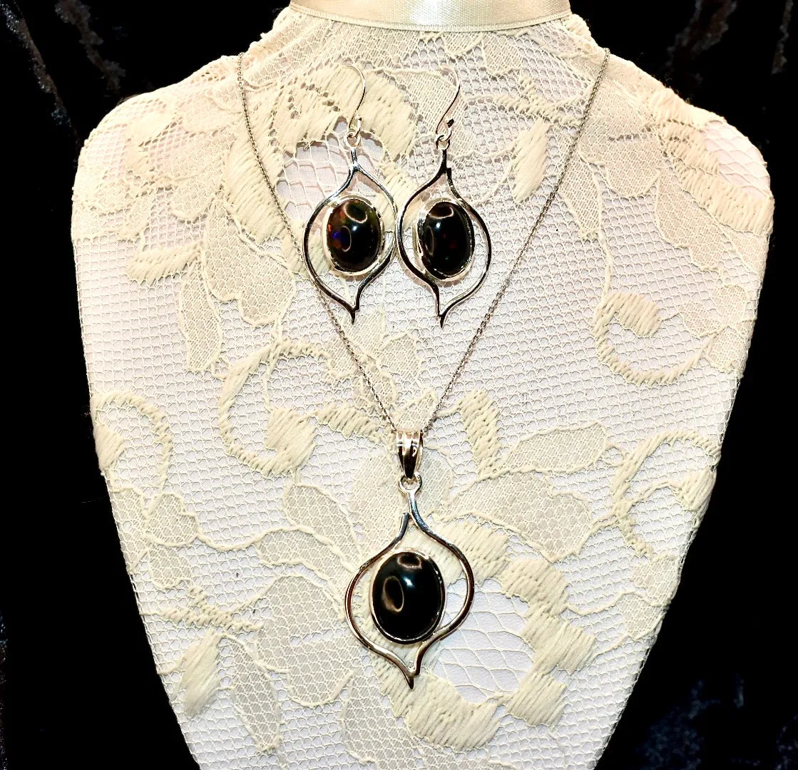 Blak Opal Asymmetric Earrings