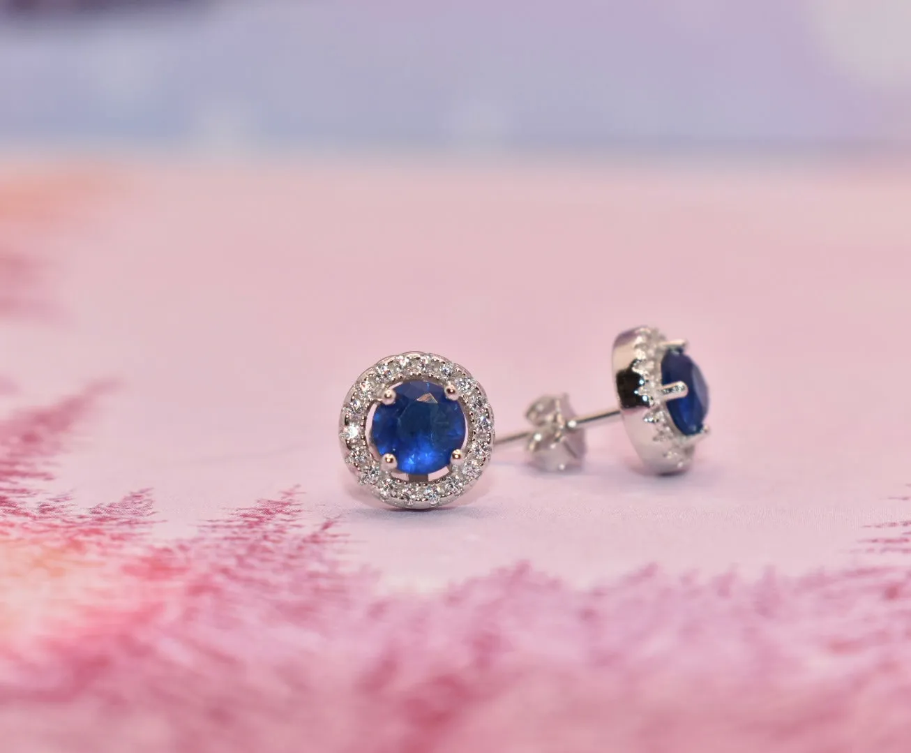 Blue Siberian Quartz & CZ Studs