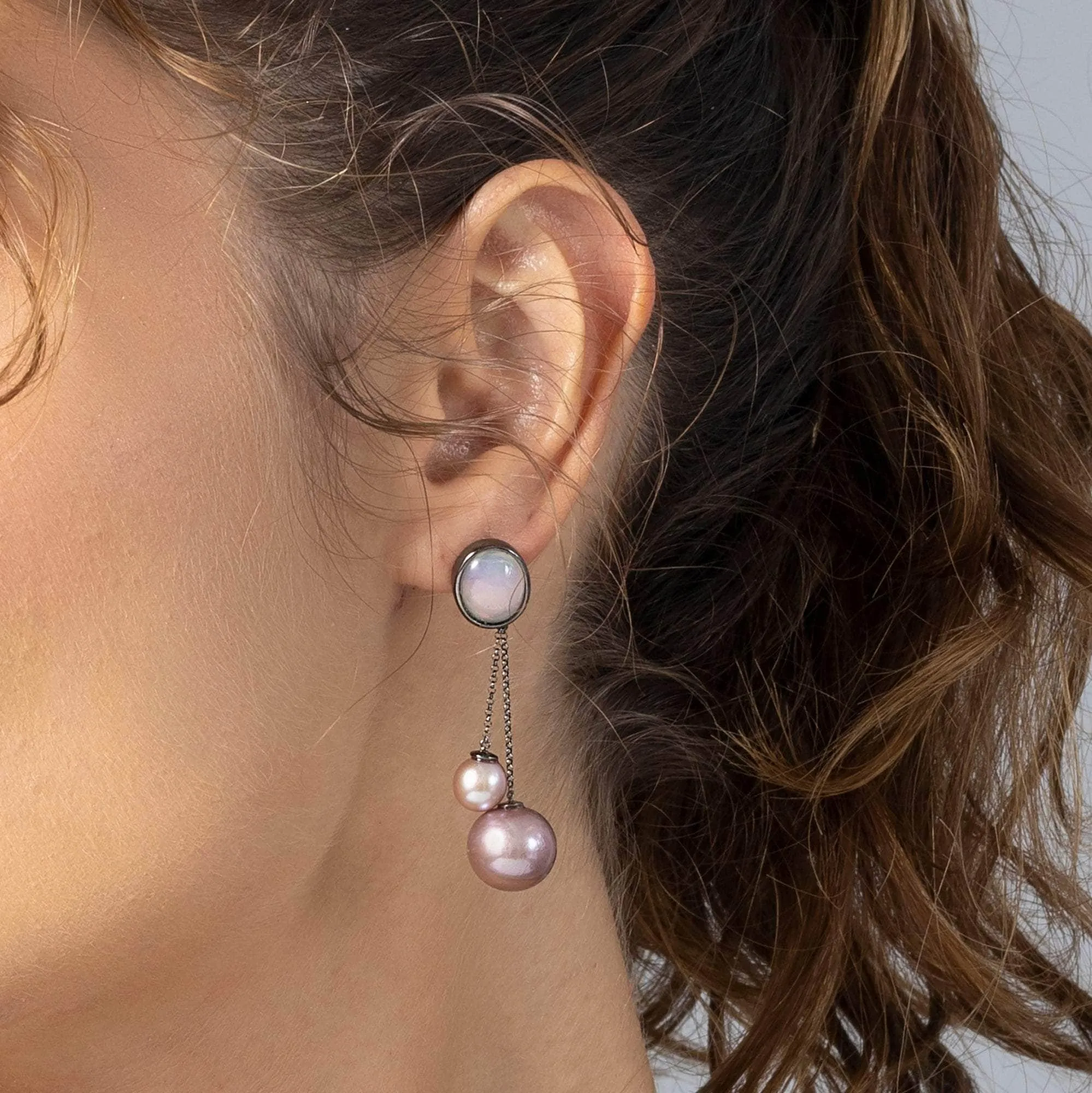 Bolla White Opal and Purple Pearl Earrings