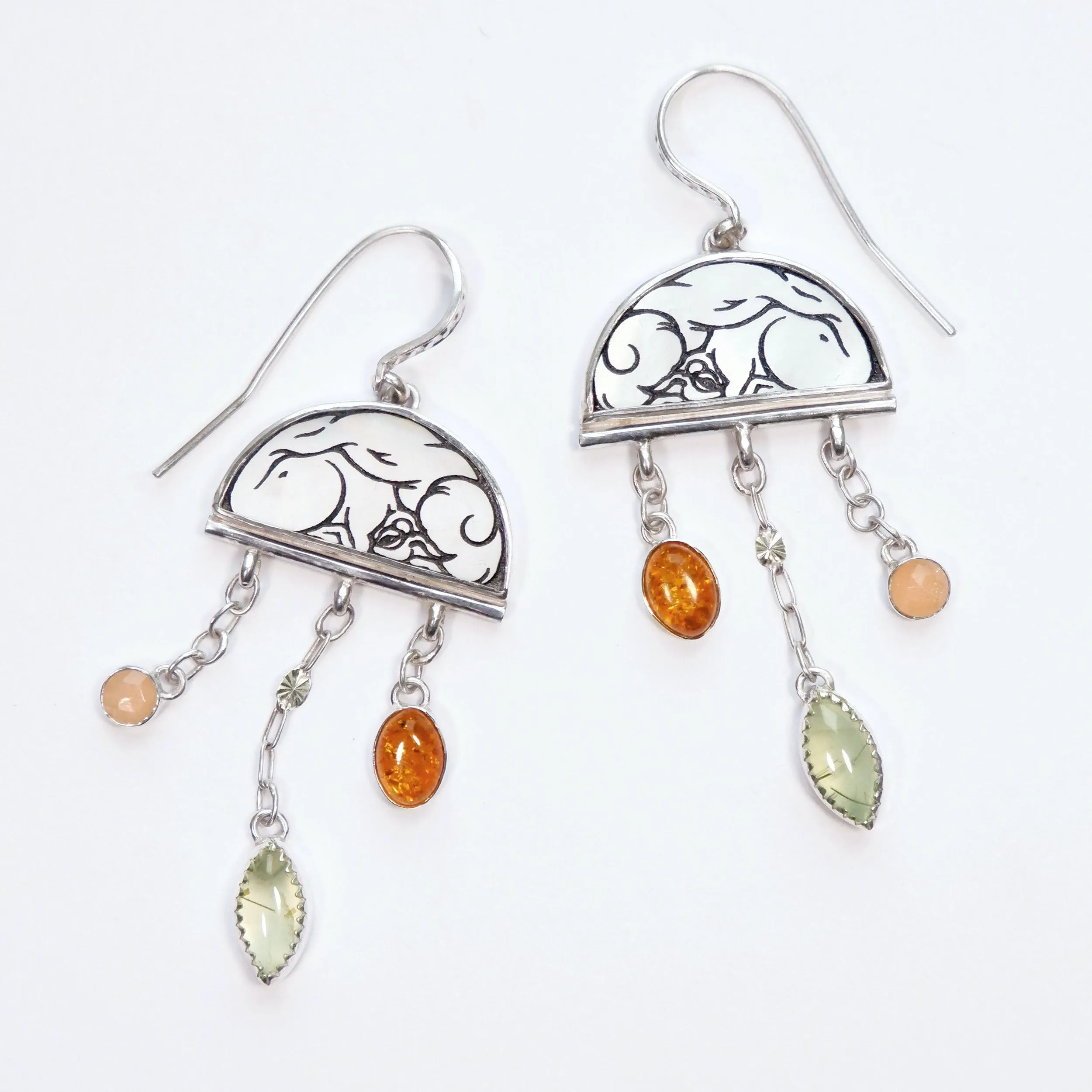 BOMBELLI . SUPER .  Half Moon Jewel Drop Earrings