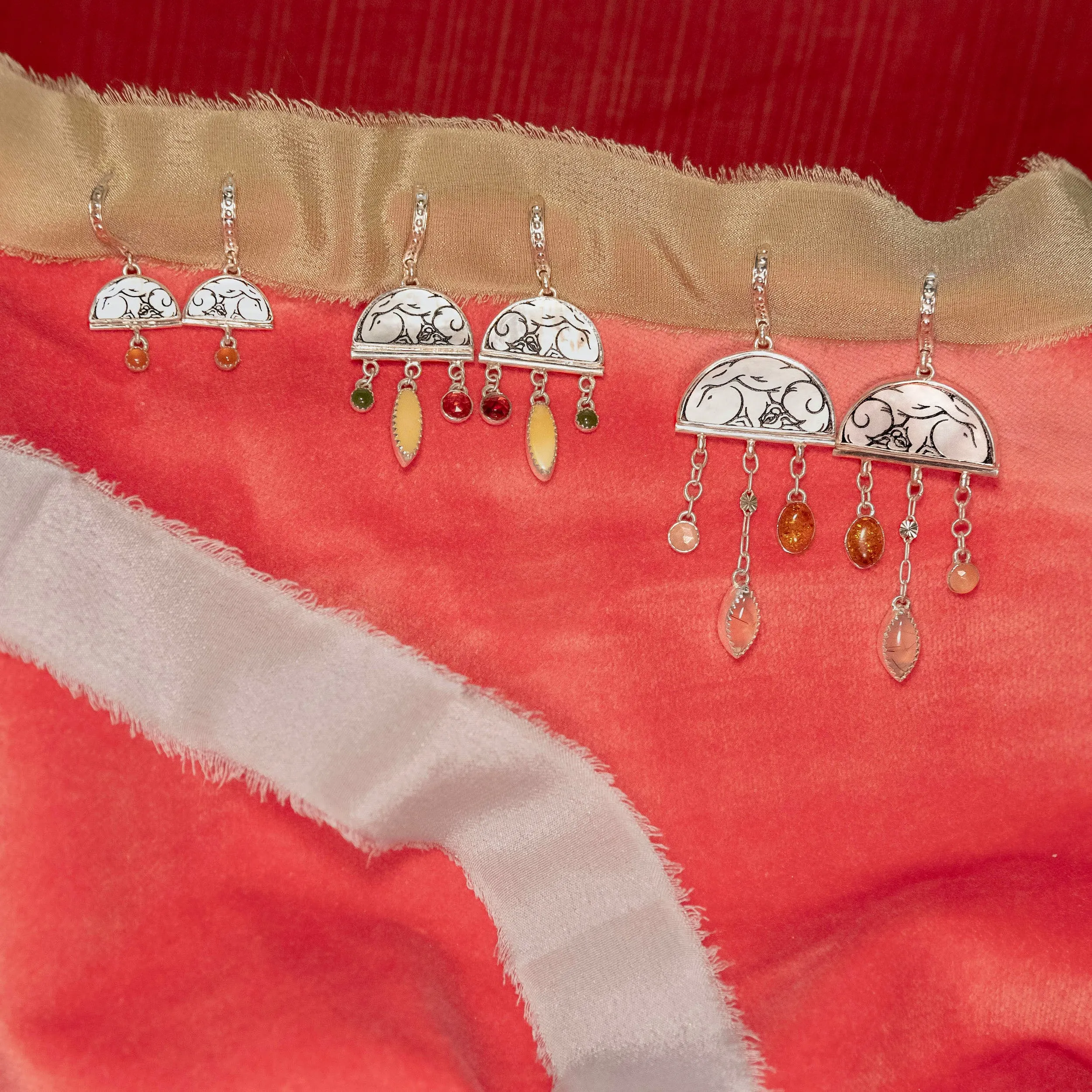 BOMBELLI . SUPER .  Half Moon Jewel Drop Earrings