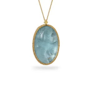 Carved Aquamarine Bird Necklace