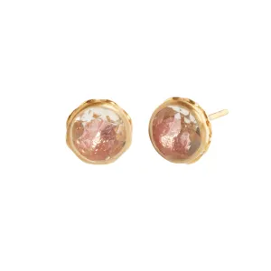 Catherine Round Stud Earrings - White Quartz