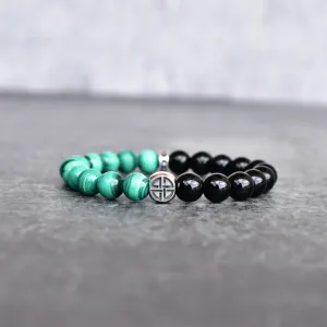 Celtic Protection - Malachite and Onyx Bead Bracelet