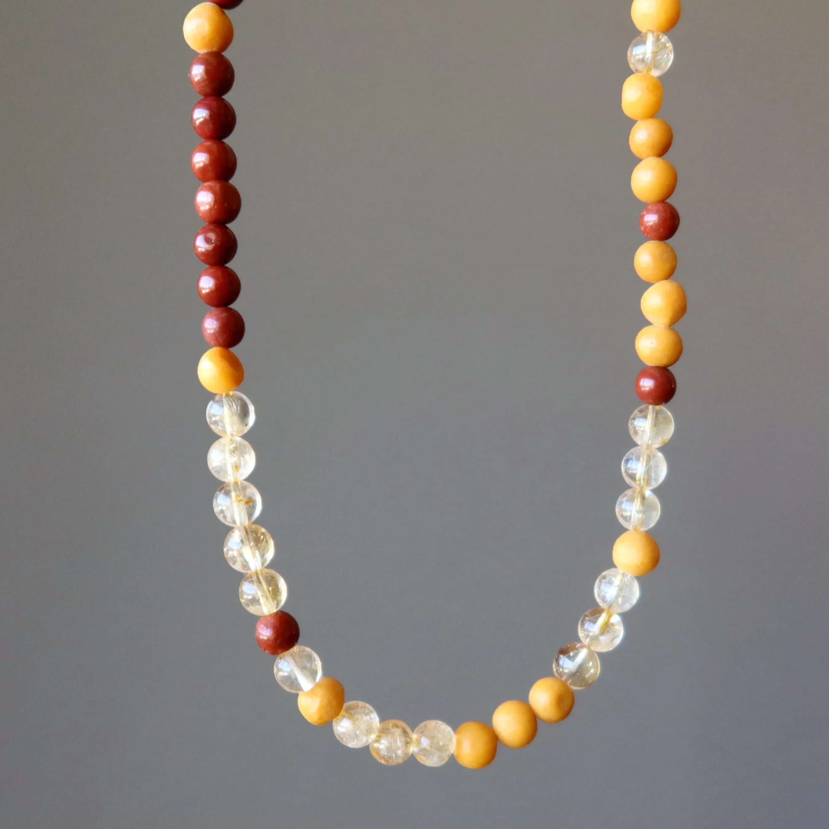 Citrine Necklace Vivid Sunset Red Yellow Jasper Healing Crystals