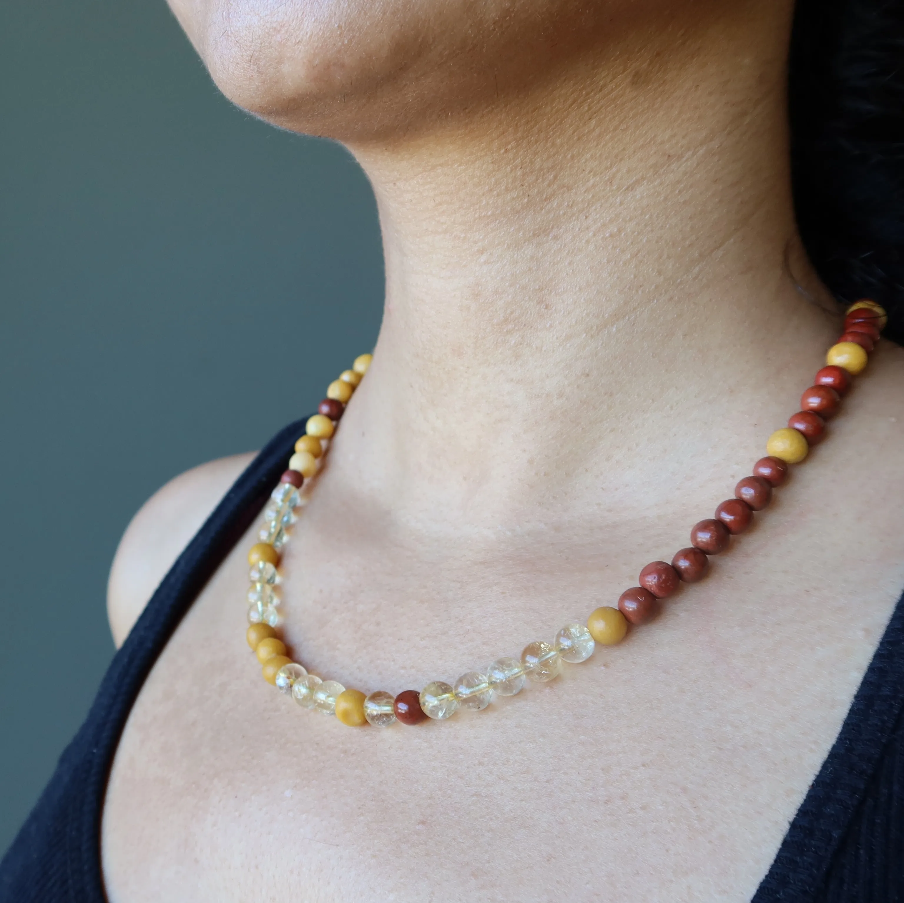 Citrine Necklace Vivid Sunset Red Yellow Jasper Healing Crystals