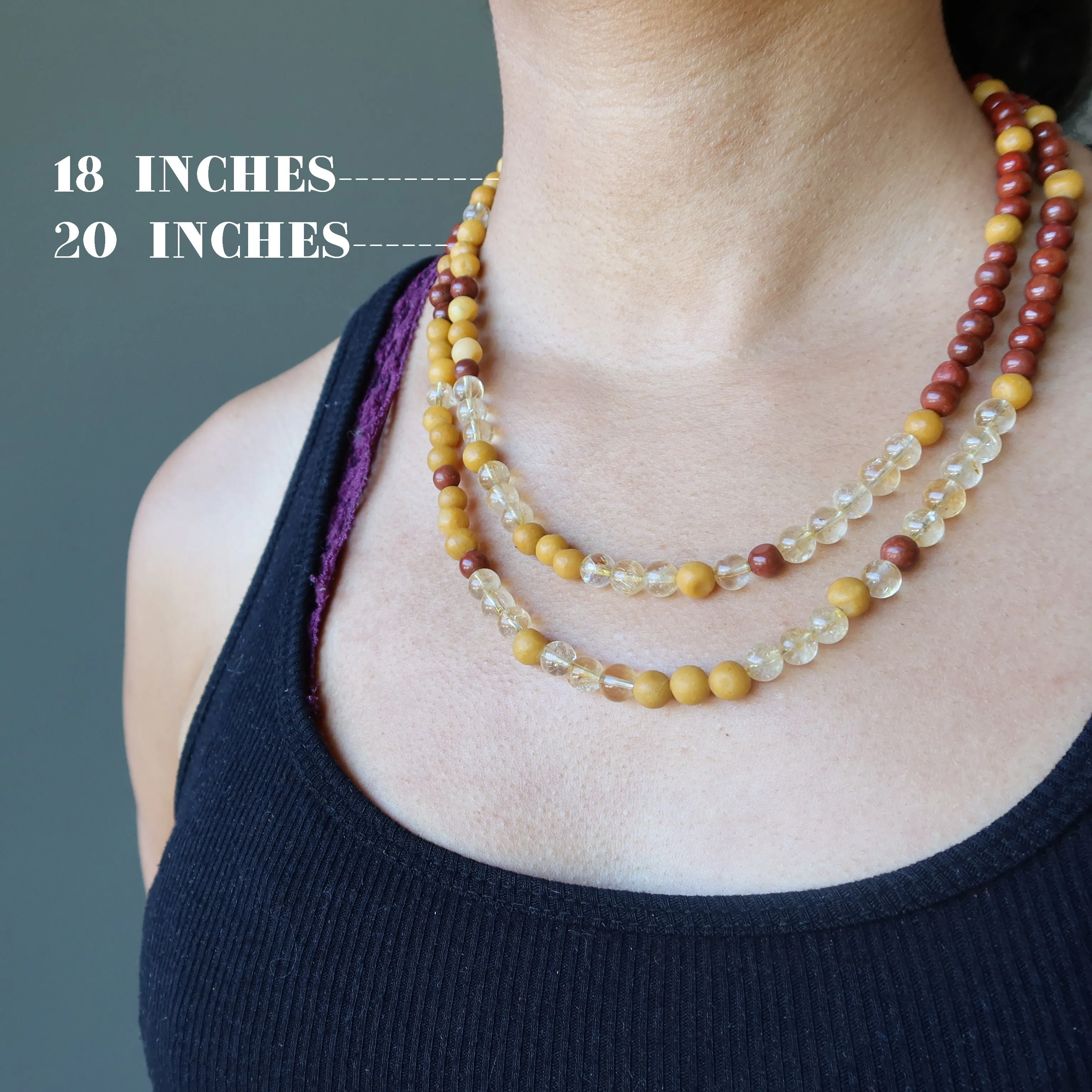 Citrine Necklace Vivid Sunset Red Yellow Jasper Healing Crystals