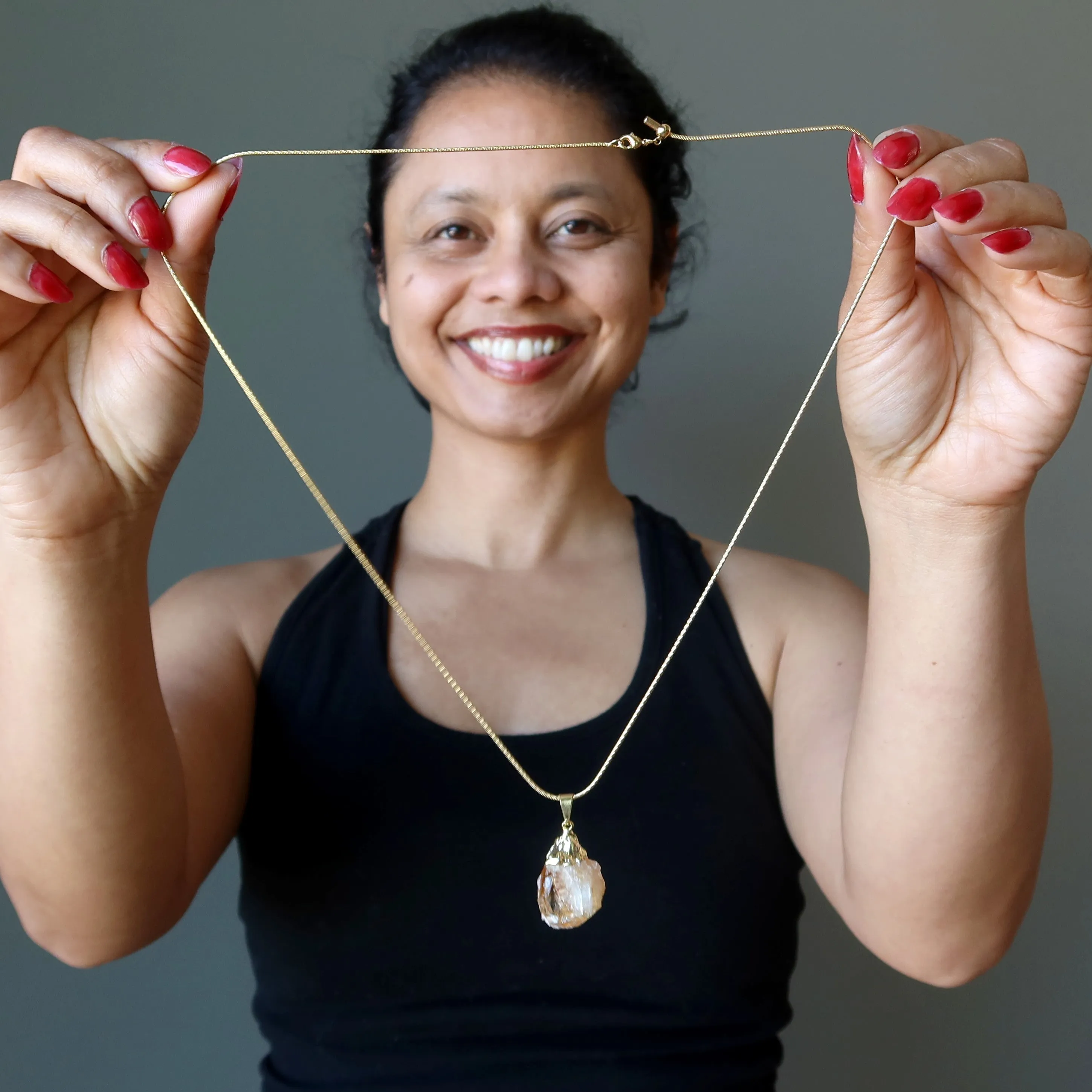 Citrine Necklace Yellow Sun Prosperity Raw Gemstone Gold
