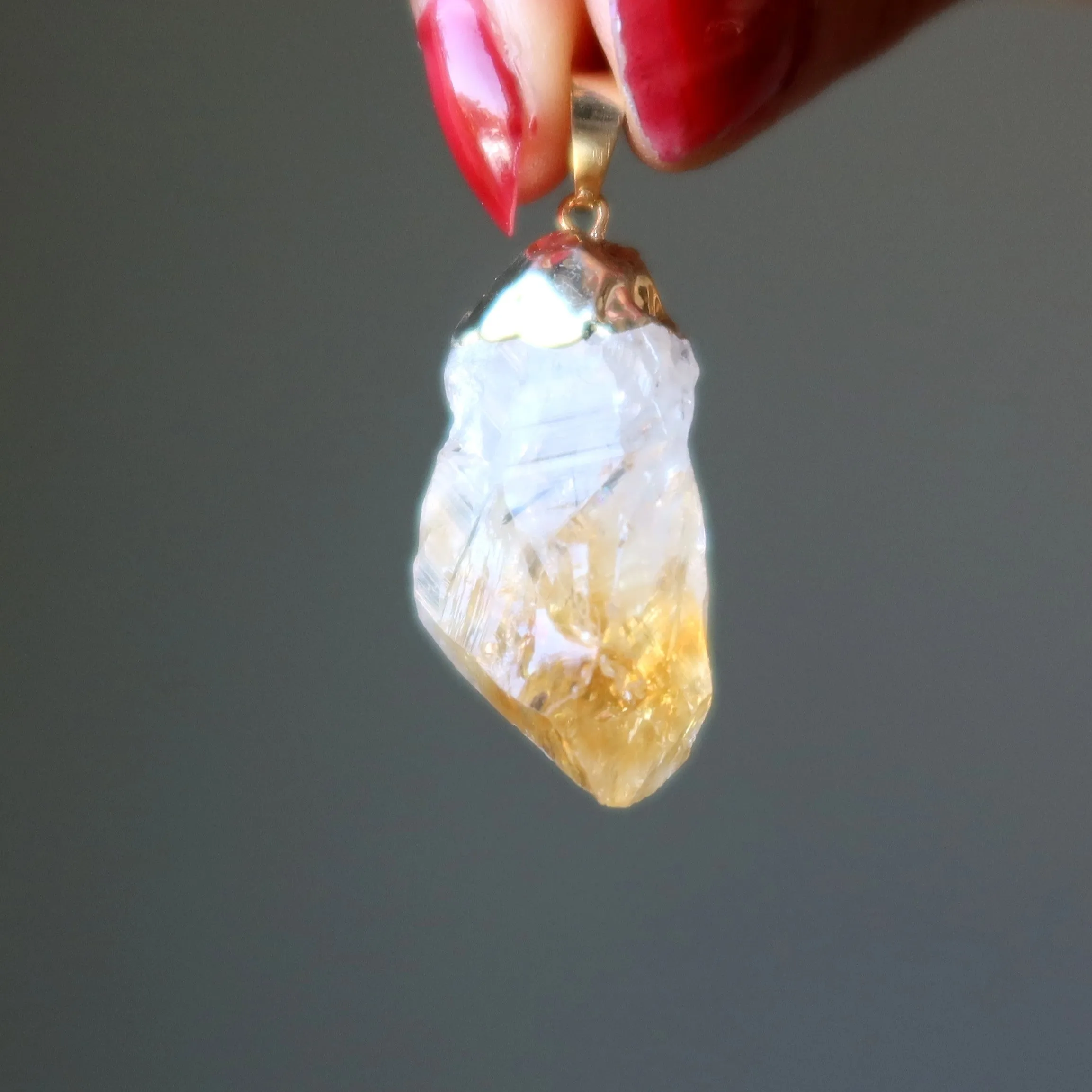 Citrine Necklace Yellow Sun Prosperity Raw Gemstone Gold