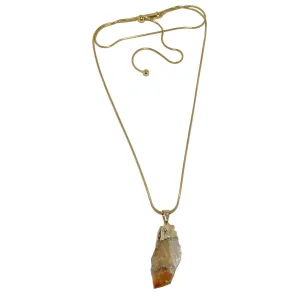 Citrine Necklace Yellow Sun Prosperity Raw Gemstone Gold