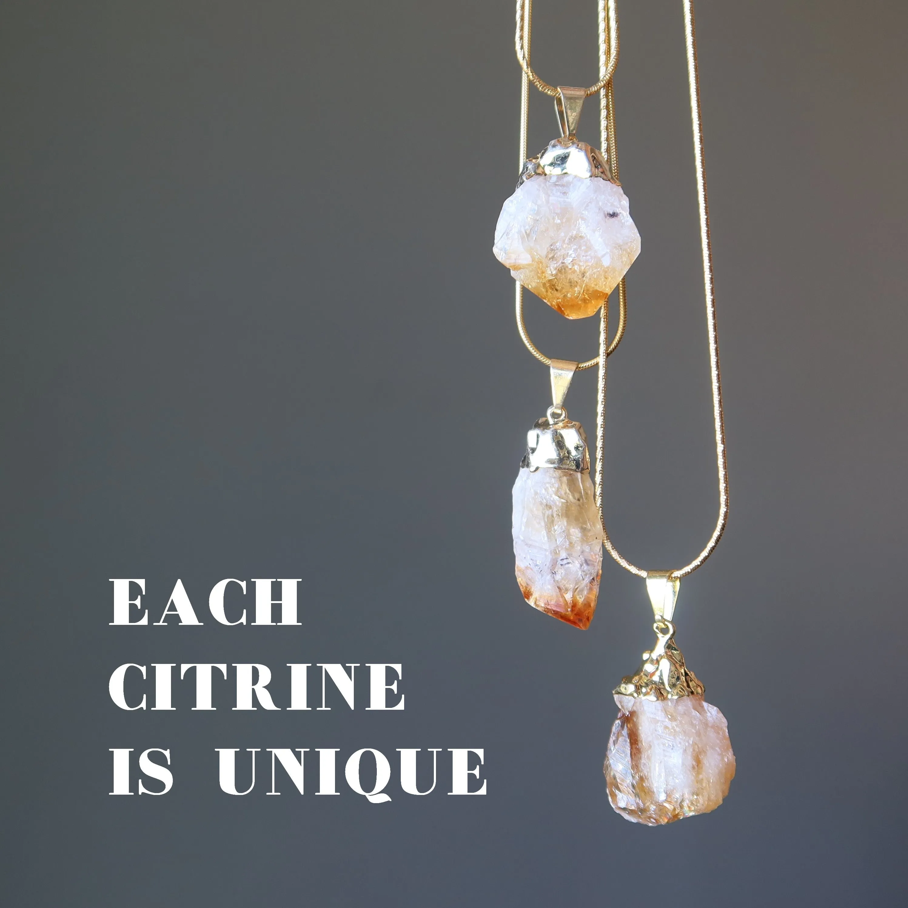 Citrine Necklace Yellow Sun Prosperity Raw Gemstone Gold