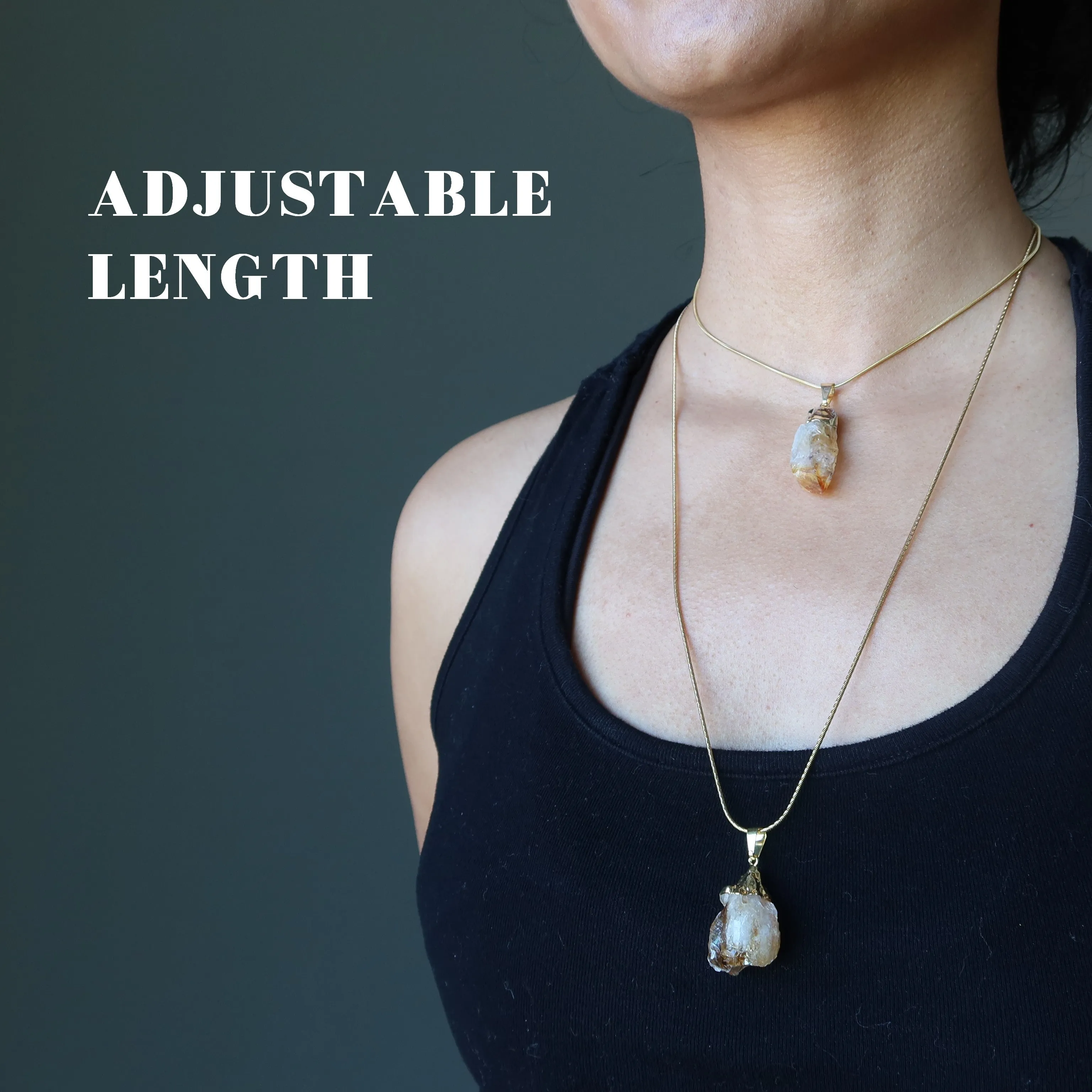 Citrine Necklace Yellow Sun Prosperity Raw Gemstone Gold