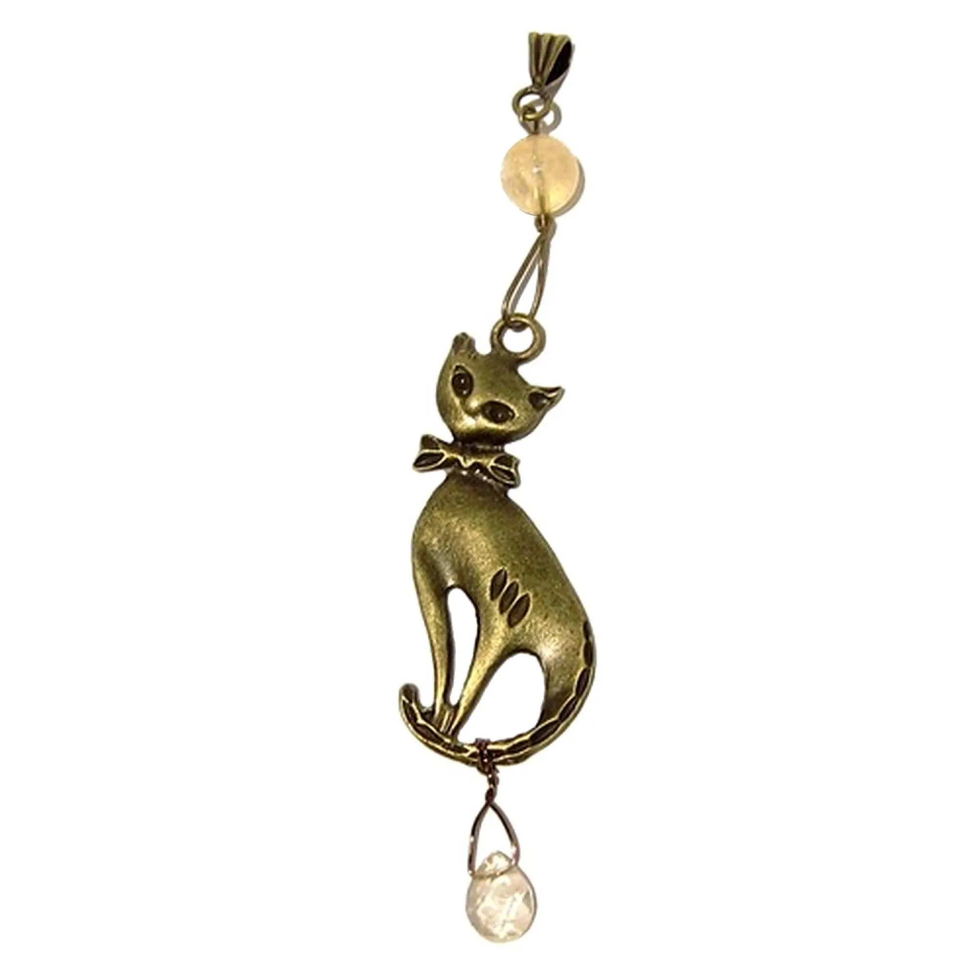 Citrine Pendant Upscale Cat Boutique Gold Bowtie Gemstone