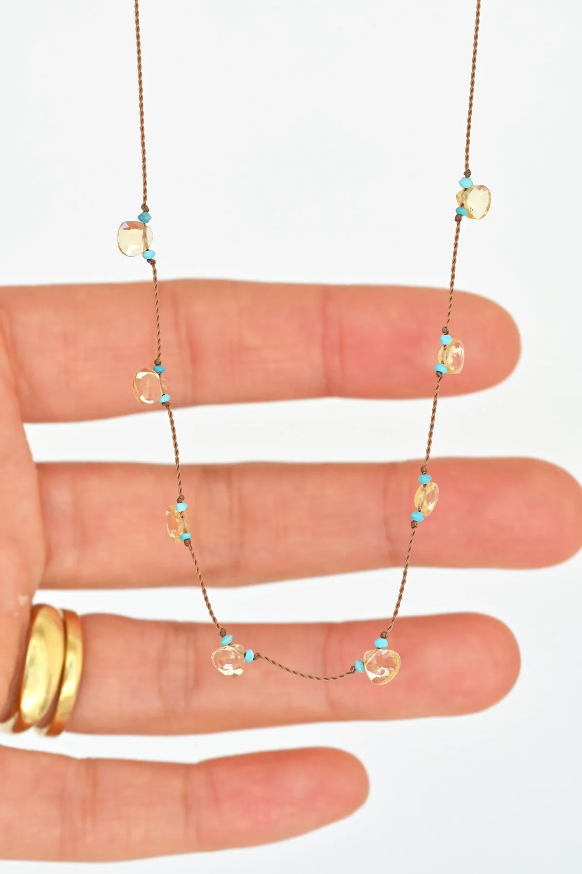 Citrine Petal Necklace - Turquoise