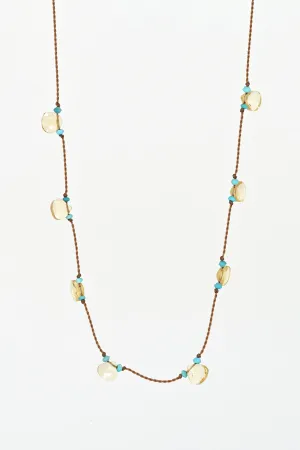 Citrine Petal Necklace - Turquoise
