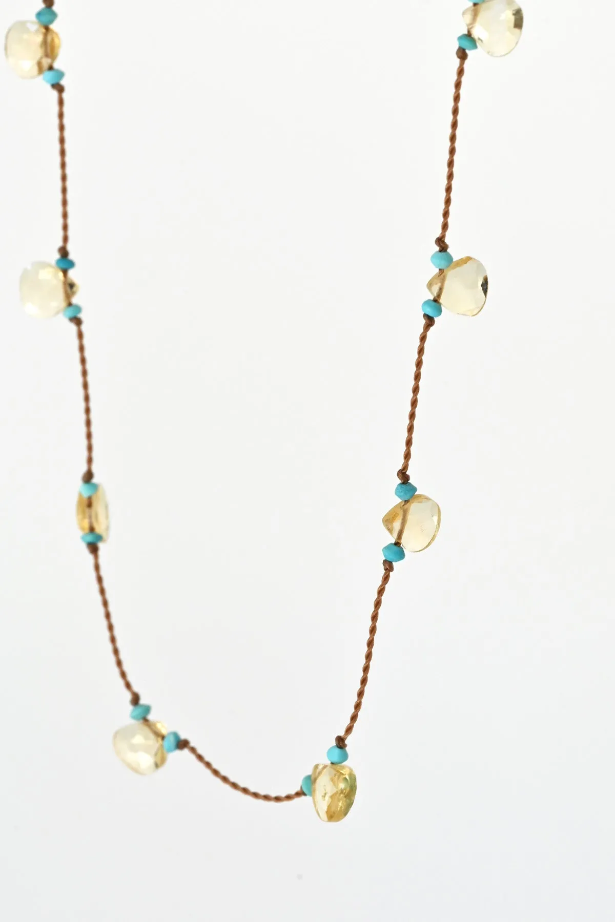 Citrine Petal Necklace - Turquoise