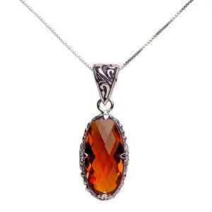 Citrine Quartz Silver Necklace