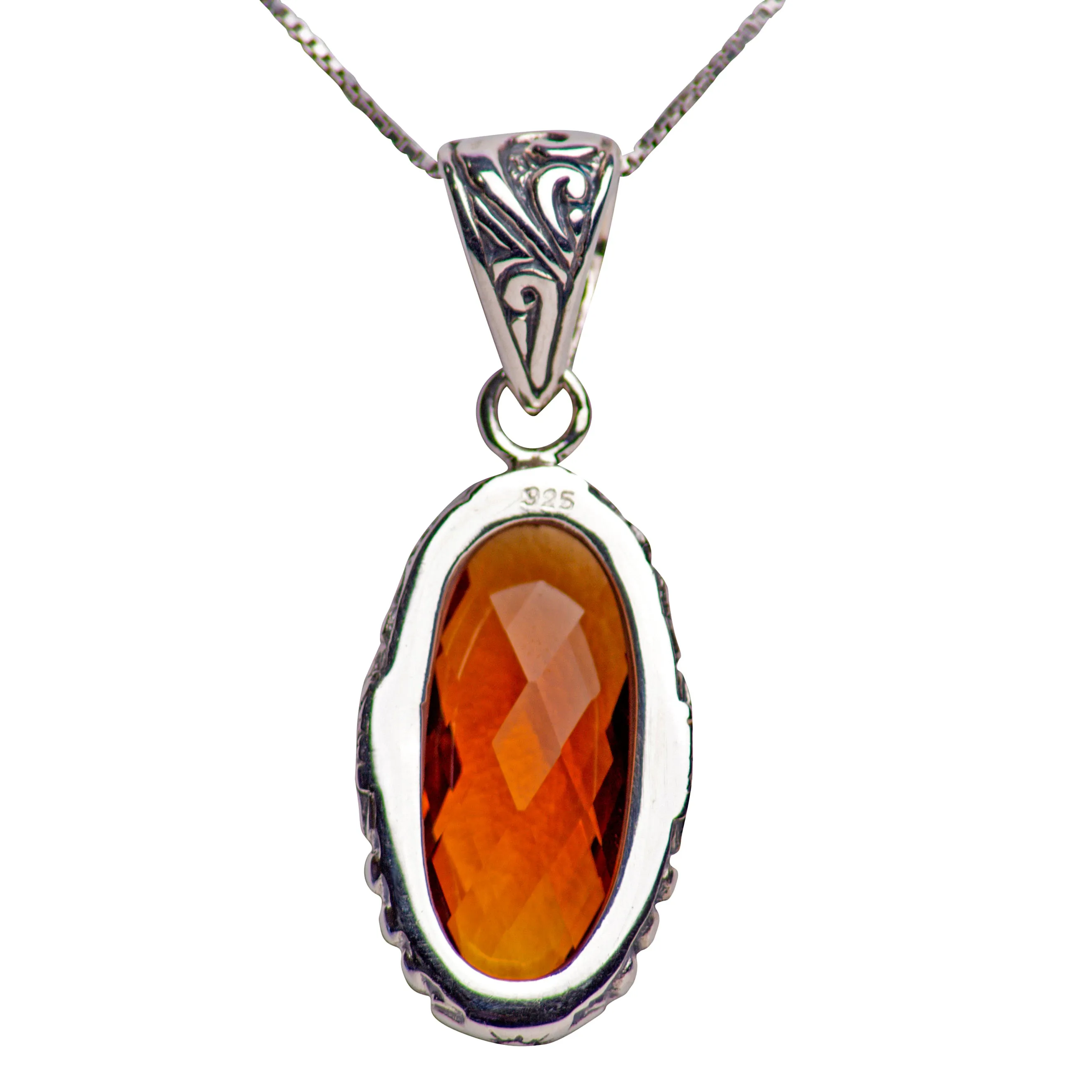 Citrine Quartz Silver Necklace