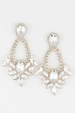 Clear Crystals Teardrop Chandelier Earrings