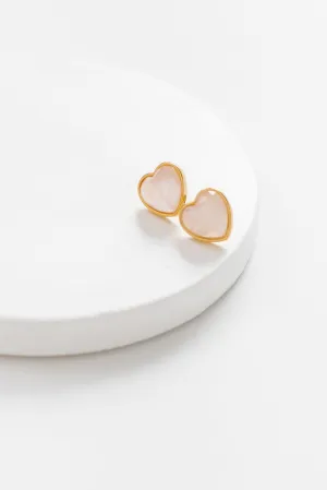 Cove Rose Quartz Heart Earrings