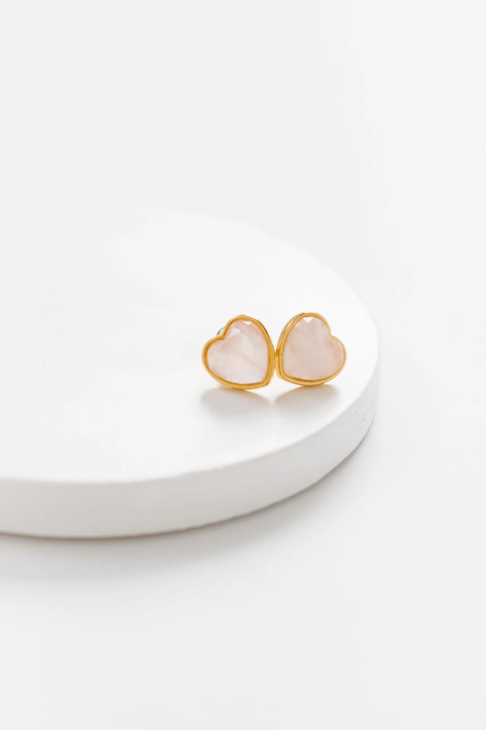 Cove Rose Quartz Heart Earrings