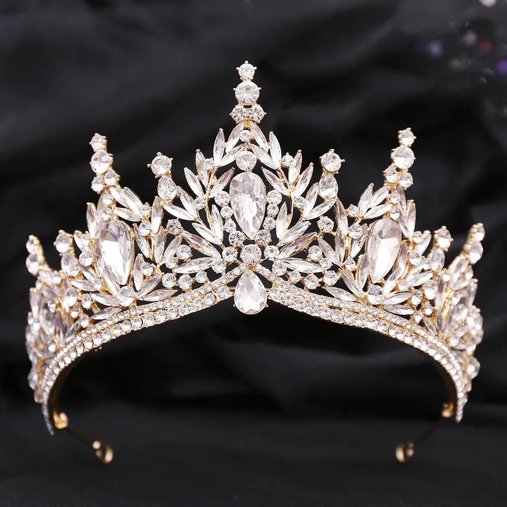 Crystal Leaves Bridal Tiara Crowns Rhinestone Hair Accessories