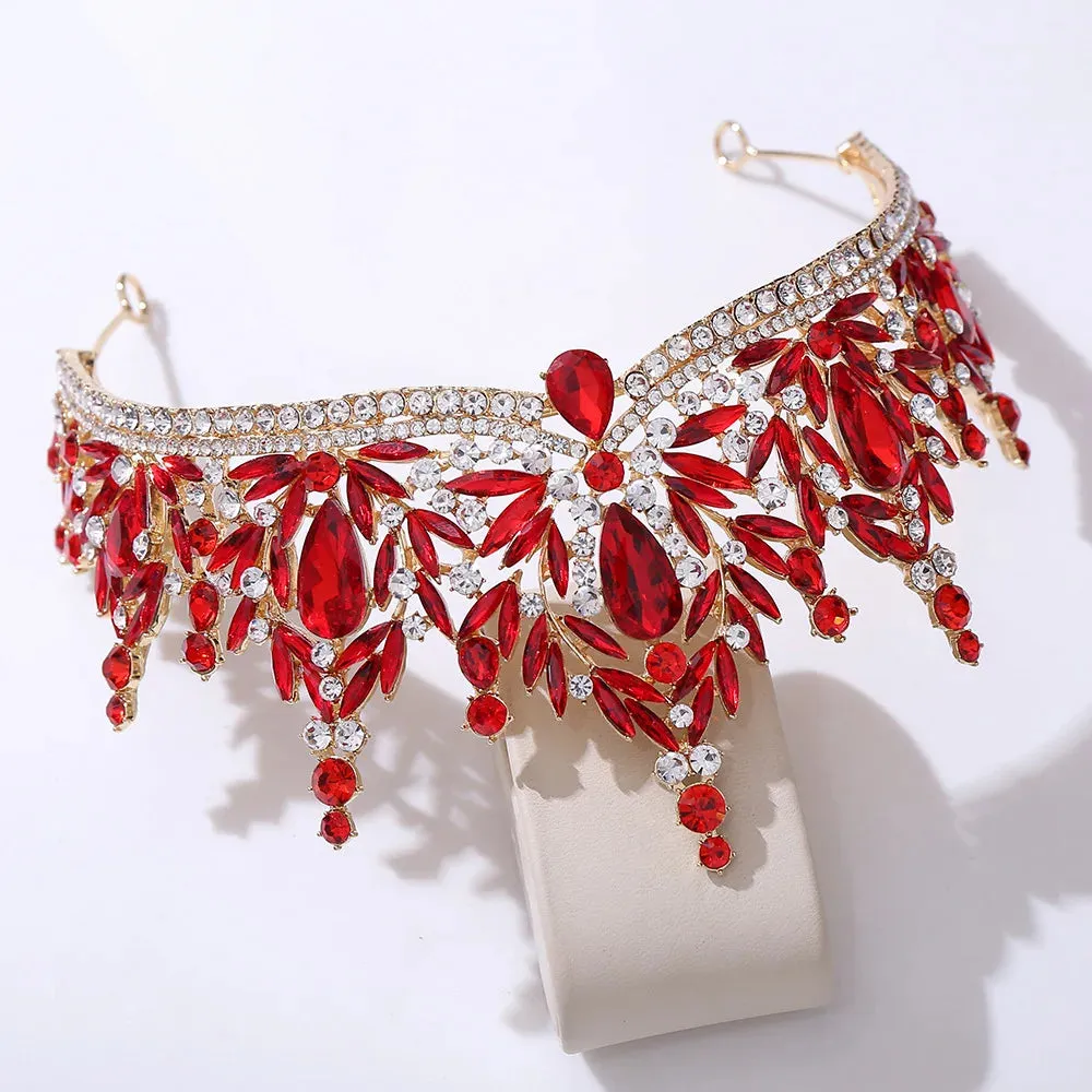 Crystal Leaves Bridal Tiara Crowns Rhinestone Hair Accessories