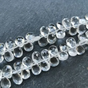 Crystal Quartz Faceted Pear 7x10mm Briolette Beads (set of 5)