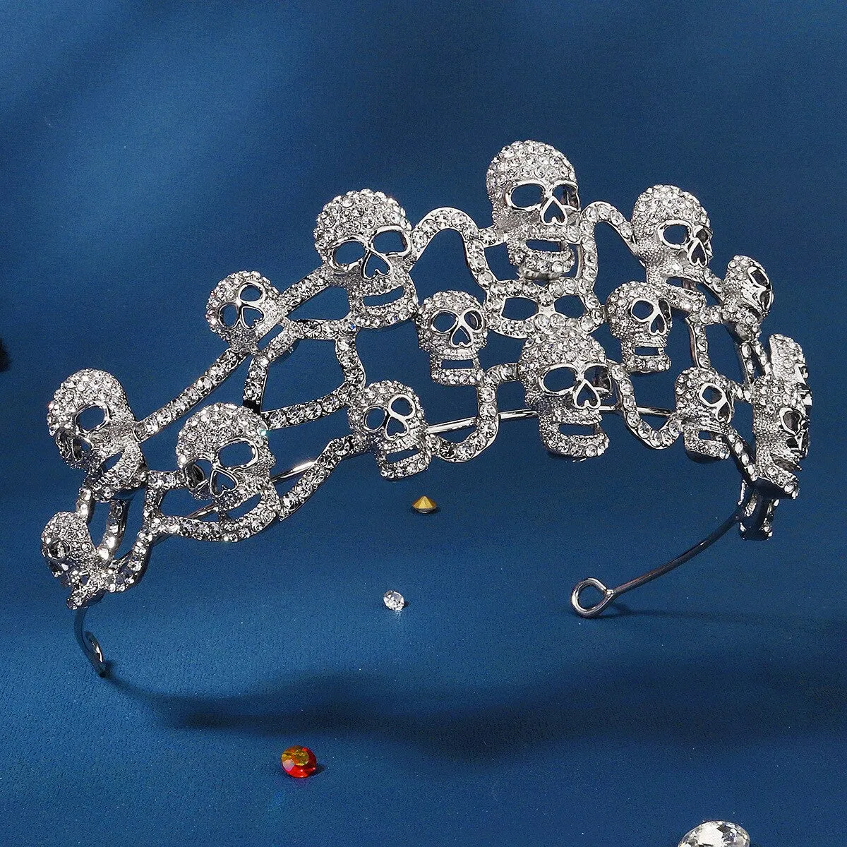 Crystal Skull Halloween Tiaras Crowns For Women Rhinestone Hair Accessory