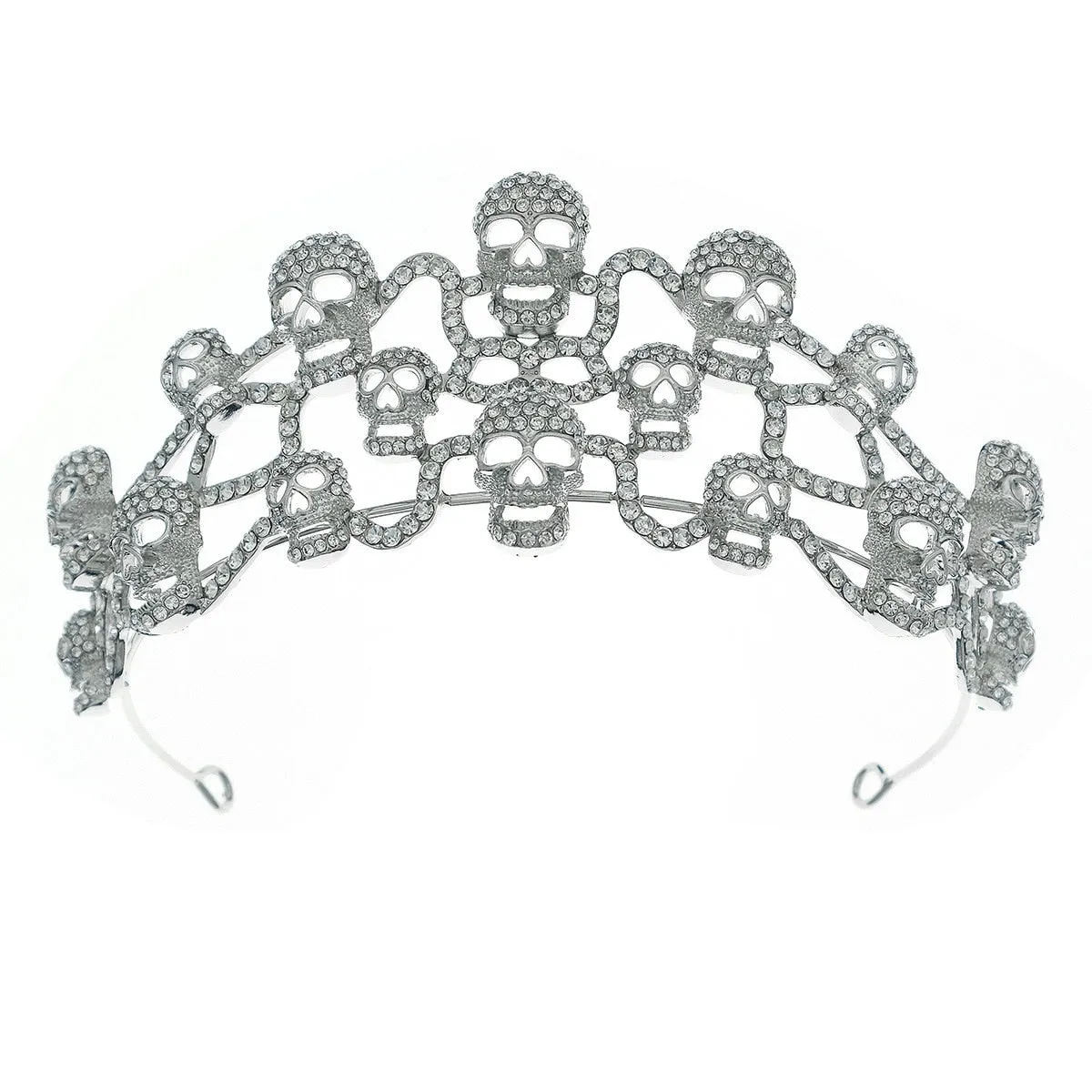 Crystal Skull Halloween Tiaras Crowns For Women Rhinestone Hair Accessory