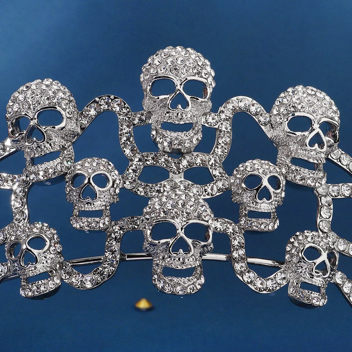 Crystal Skull Halloween Tiaras Crowns For Women Rhinestone Hair Accessory