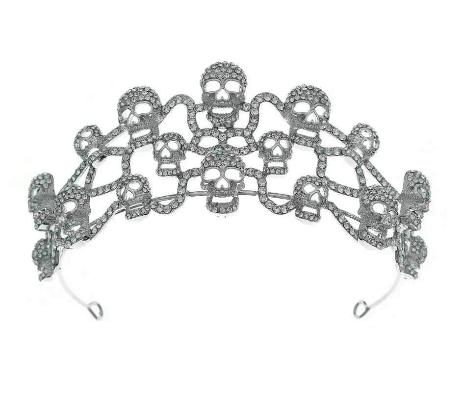 Crystal Skull Halloween Tiaras Crowns For Women Rhinestone Hair Accessory